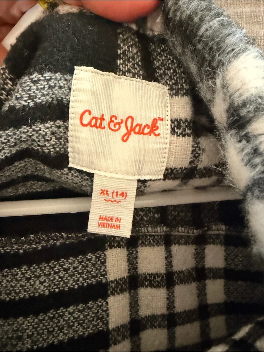 Cat & Jack Black and White Plaid Button-Up Shacket